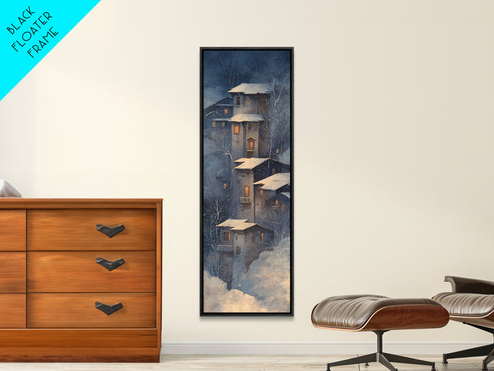 Snowy Village with Warm Glowing Windows Canvas Print, Impressionist Art, Modern Decor, Living Room Decor, Fine Art, Impression, IMP-1x3-49