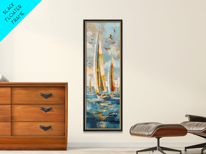 Sailboats on a Bright Sparkling Harbor Canvas Print, Impressionist Art, Original Painting, Living Room Decor, Impression, IMP-1x3-93