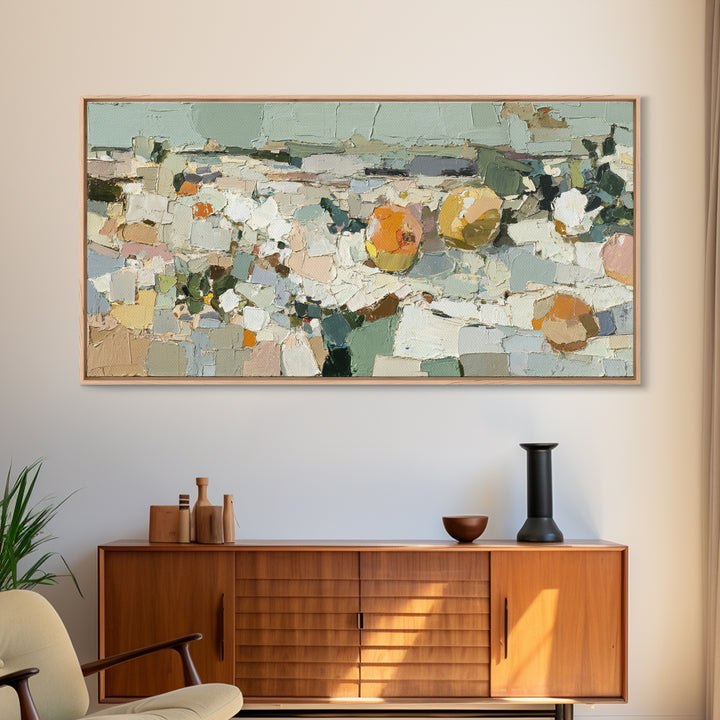 Soft Seaside Cliffs Framed Canvas Print, Impressionist Art, Large Wall Art, Living Room Decor, Impression, Abstract Painting, IMP-2x1-1