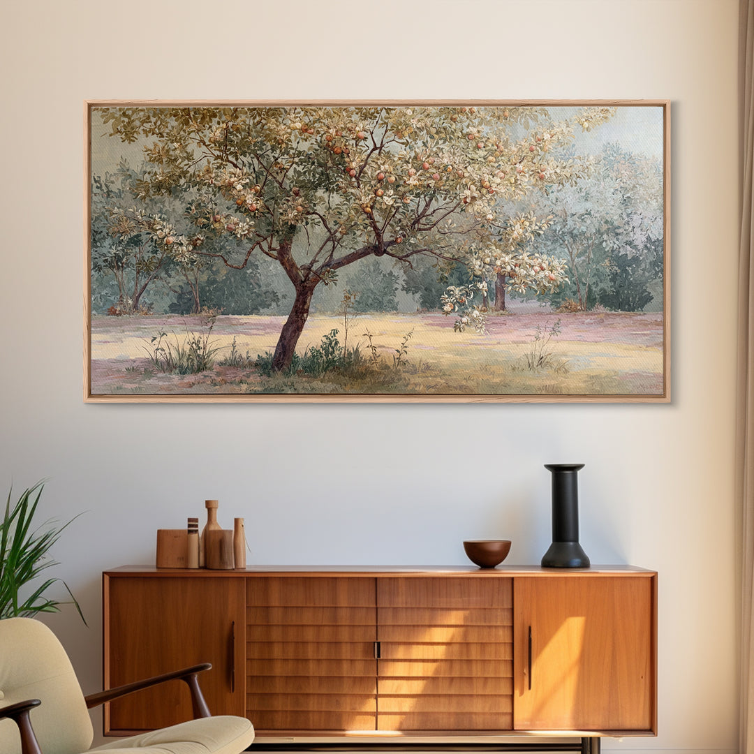 Apple Tree in Summer Orchard Framed Canvas Print, Impressionist Art, Printable Wall Art, Living Room Decor, Impression, IMP-2x1-13