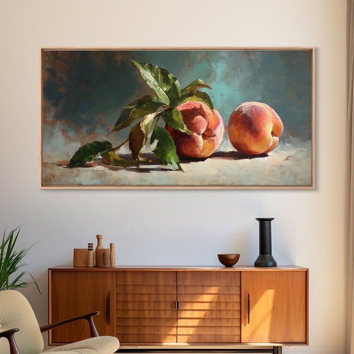 Still Life of Peaches Framed Canvas Print, Impressionist Art, Flower Print, Living Room Decor, Fine Art, Impression, IMP-2x1-19