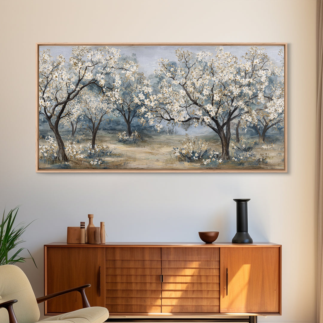 Spring Orchard with Blossoming Trees Canvas Print, Impressionist Art, Living Room Decor, Abstract Art, Impression, IMP-2x1-2