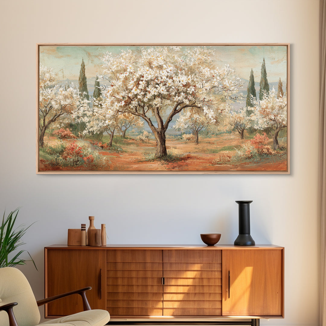 Spring Orchard with Blossoming Trees Canvas Print, Impressionist Art, Living Room Decor, Abstract Art, Impression, IMP-2x1-26