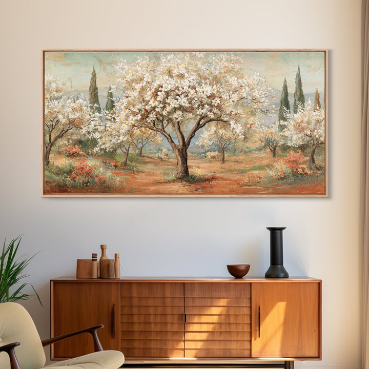 Spring Orchard with Blossoming Trees Canvas Print, Impressionist Art, Living Room Decor, Abstract Art, Impression, IMP-2x1-26