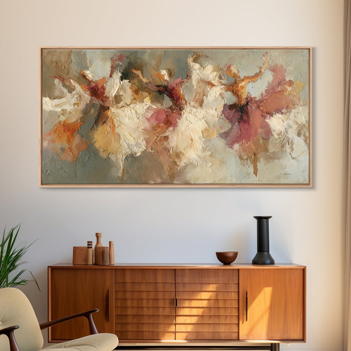 Dancers Suggested by Soft Moving Brushwork Framed Canvas Print, Impressionist Art, Wall Art, Living Room Decor, Oil Painting, IMP-2x1-35