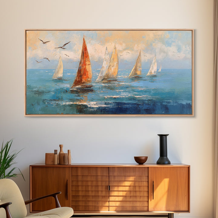 Coastal Beach Figures Canvas Print, Impressionist Art, Oil Painting, Living Room Decor, Fine Art, Impression, Coastal Wall Art, IMP-2x1-39