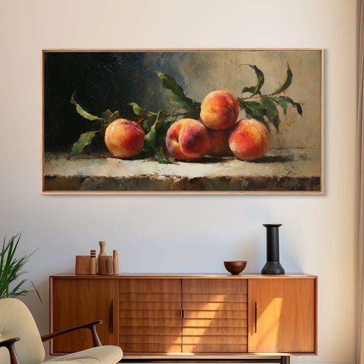 Still Life of Peaches Framed Canvas Print, Impressionist Art, Large Wall Art, Living Room Decor, Fine Art, Impression, IMP-2x1-43