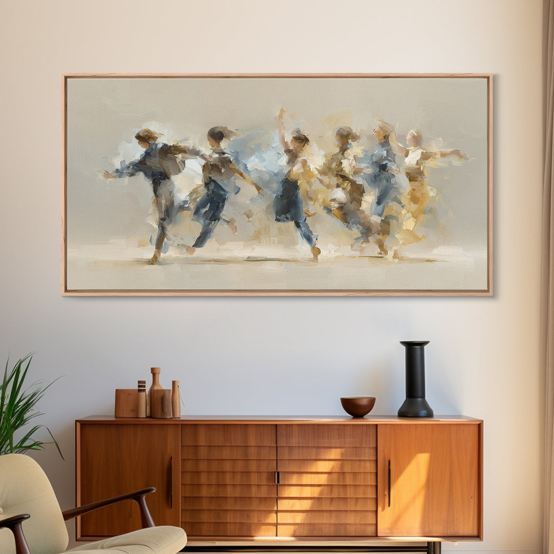 Dancers Suggested by Soft Moving Brushwork Canvas Print, Impressionist Art, Landscape Painting, Living Room Decor, Impression, IMP-2x1-59