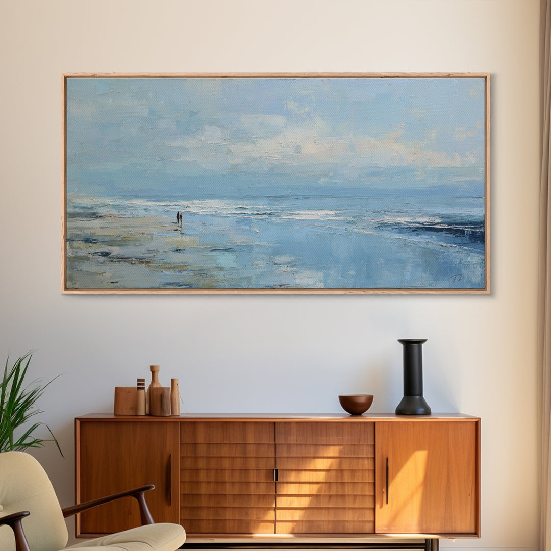 Coastal Beach Figures Canvas Print, Impressionist Art, Living Room Wall Art, Living Room Decor, Fine Art, Impression, IMP-2x1-63
