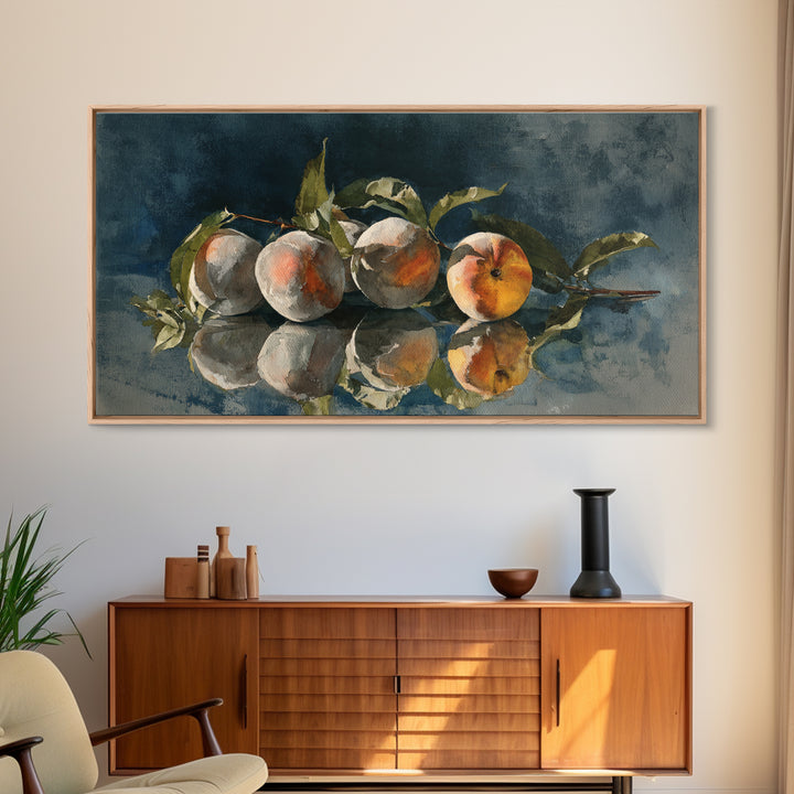 Still Life of Peaches Framed Canvas Print, Impressionist Art, Gallery Decor, Living Room Decor, Fine Art, Impression, IMP-2x1-67