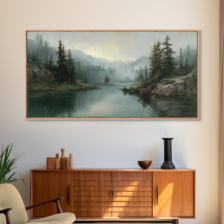 Mountain Lake with Sparkling Reflections Canvas Print, Impressionist Art, Original Art, Living Room Decor, Fine Art, Impression, IMP-2x1-68