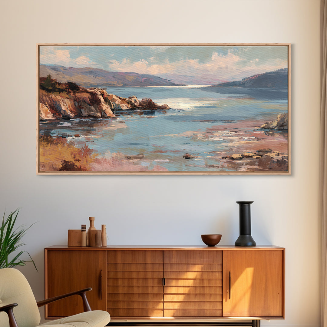 Soft Seaside Cliffs Canvas Print, Impressionist Art, Living Room Decor, Fine Art, Impression, Landscape Art, Colorful Wall Art, IMP-2x1-73