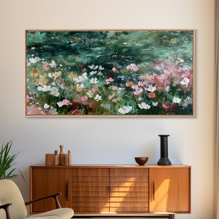 Wildflower Field in Loose Pastel Strokes Canvas Print, Impressionist Art, Modern Wall Art, Living Room Decor, Impression, IMP-2x1-76