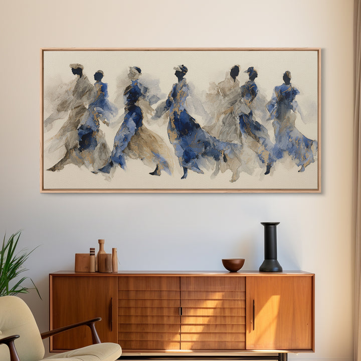 Dancers Suggested by Soft Moving Brushwork Framed Canvas Print, Impressionist Art, Painting, Living Room Decor, Impression, IMP-2x1-83