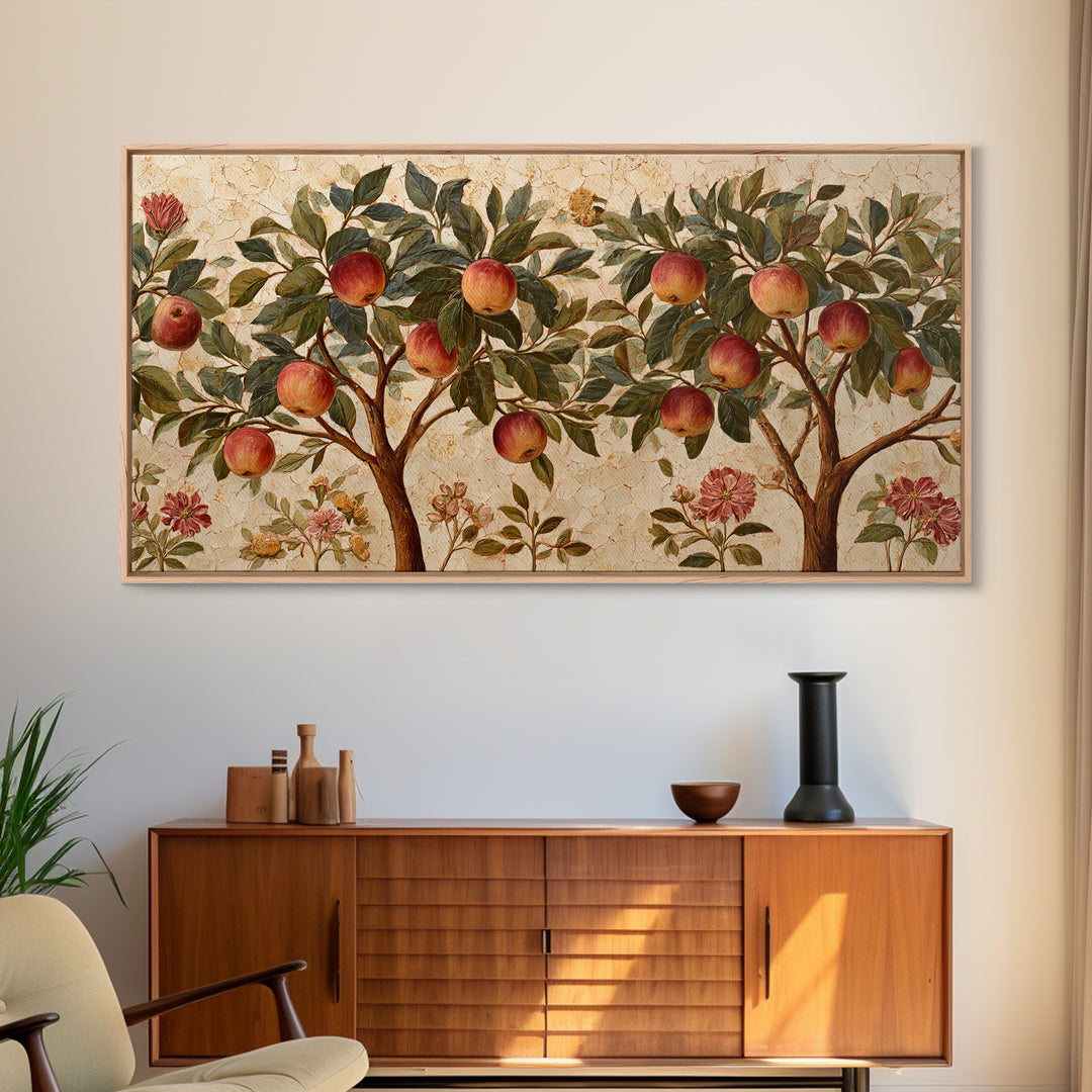 Apple Tree in Summer Orchard Framed Canvas Print, Impressionist Art, Modern Wall Art, Living Room Decor, Fine Art, Impression, IMP-2x1-85