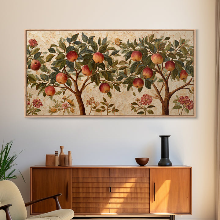 Apple Tree in Summer Orchard Framed Canvas Print, Impressionist Art, Modern Wall Art, Living Room Decor, Fine Art, Impression, IMP-2x1-85