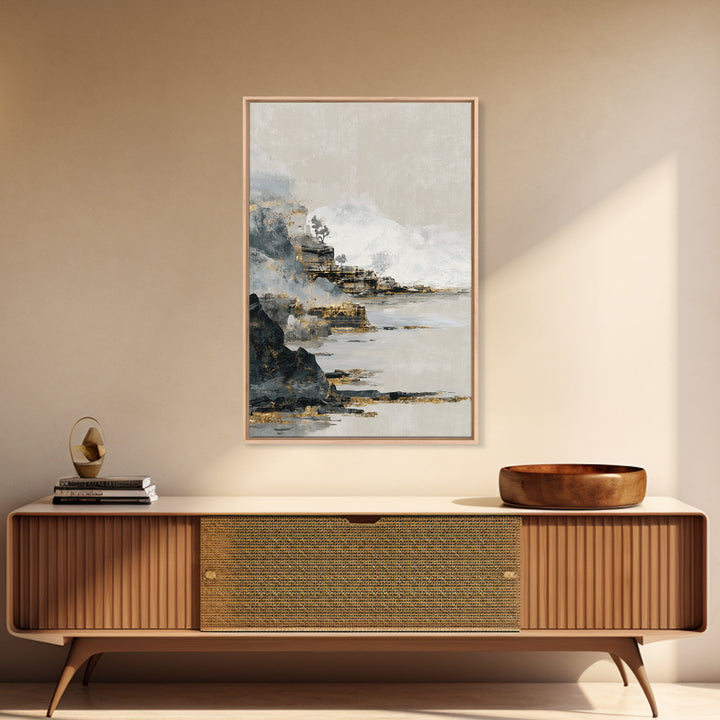 Soft Seaside Cliffs Framed Canvas Print, Impressionist Art, Textured Wall Art, Living Room Decor, Fine Art, Impression, IMP-2x3-13