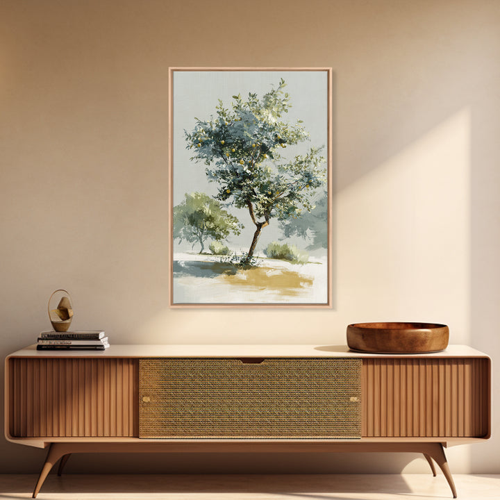 Apple Tree in Summer Orchard Framed Canvas Print, Impressionist Art, Large Wall Art, Living Room Decor, Fine Art, Impression, IMP-2x3-25
