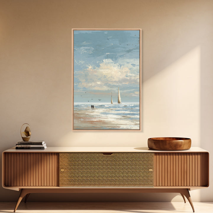 Coastal Beach Figures Canvas Print, Impressionist Art, Home Decor, Living Room Decor, Fine Art, Impression, Horizontal Wall Art, IMP-2x3-27