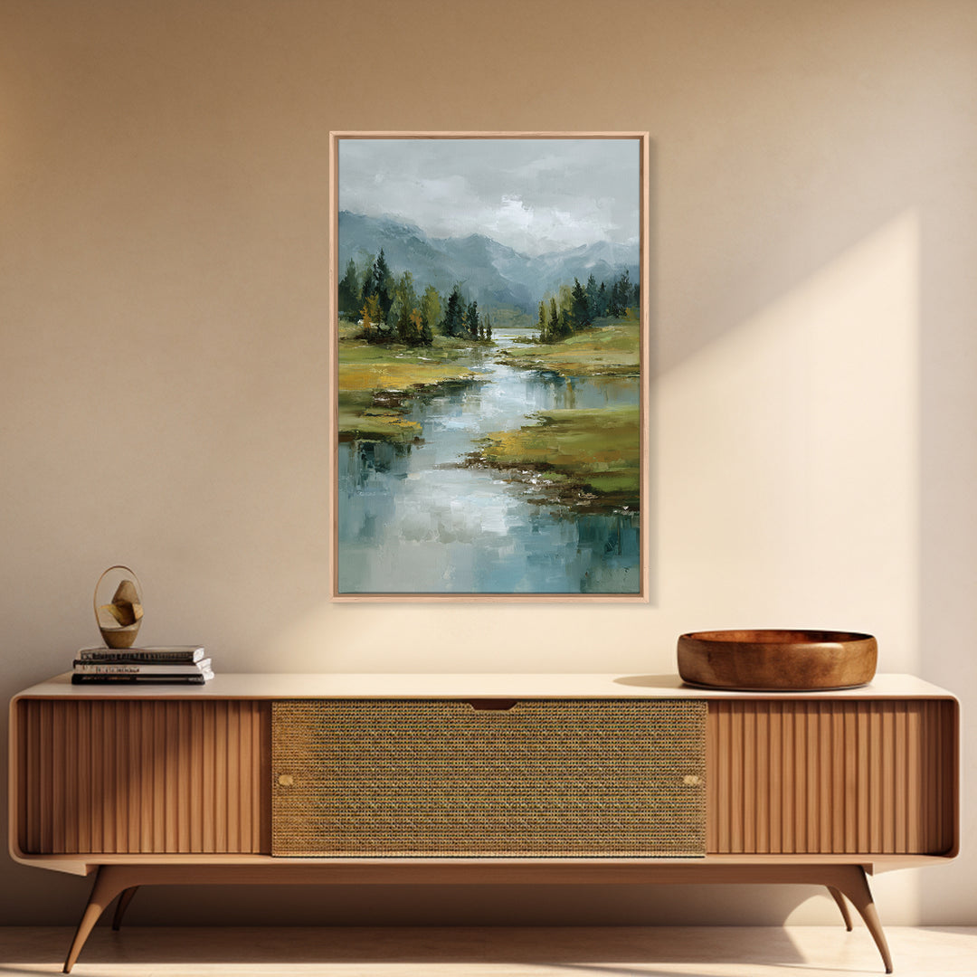 Mountain Lake with Sparkling Reflections Canvas Print, Impressionist Art, Statement Artwork, Living Room Decor, Impression, IMP-2x3-32