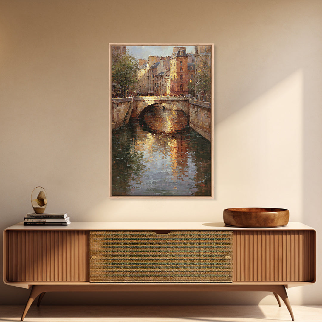 Paris Bridge Reflected Canvas Print, Impressionist Art, Bedroom Decor, Living Room Decor, Fine Art, Impression, Modern Art, IMP-2x3-39