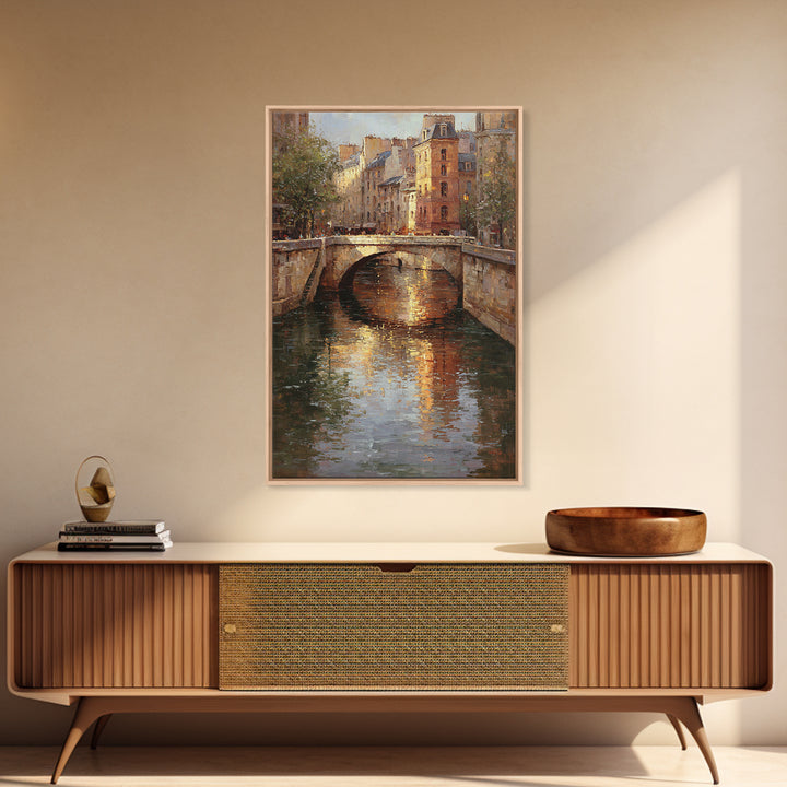 Paris Bridge Reflected Canvas Print, Impressionist Art, Bedroom Decor, Living Room Decor, Fine Art, Impression, Modern Art, IMP-2x3-39
