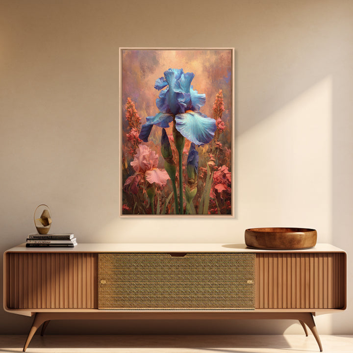 Iris Garden with Blue Violet Strokes Canvas Print, Impressionist Art, Contemporary Art, Living Room Decor, Impression, IMP-2x3-4