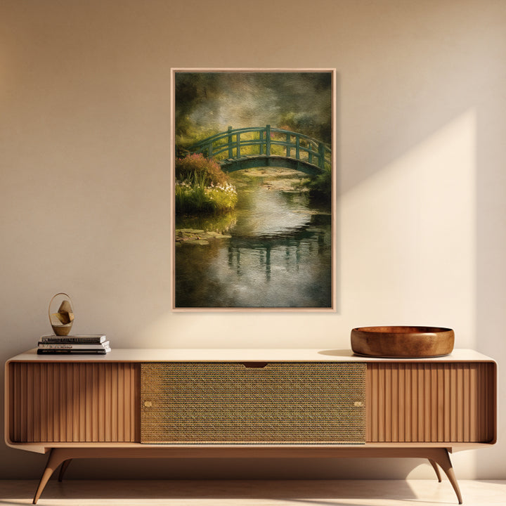 Water Garden Bridge Canvas Print, Impressionist Art, Painting, Living Room Decor, Oil Painting, Impression, Wall Art Framed, IMP-2x3-50