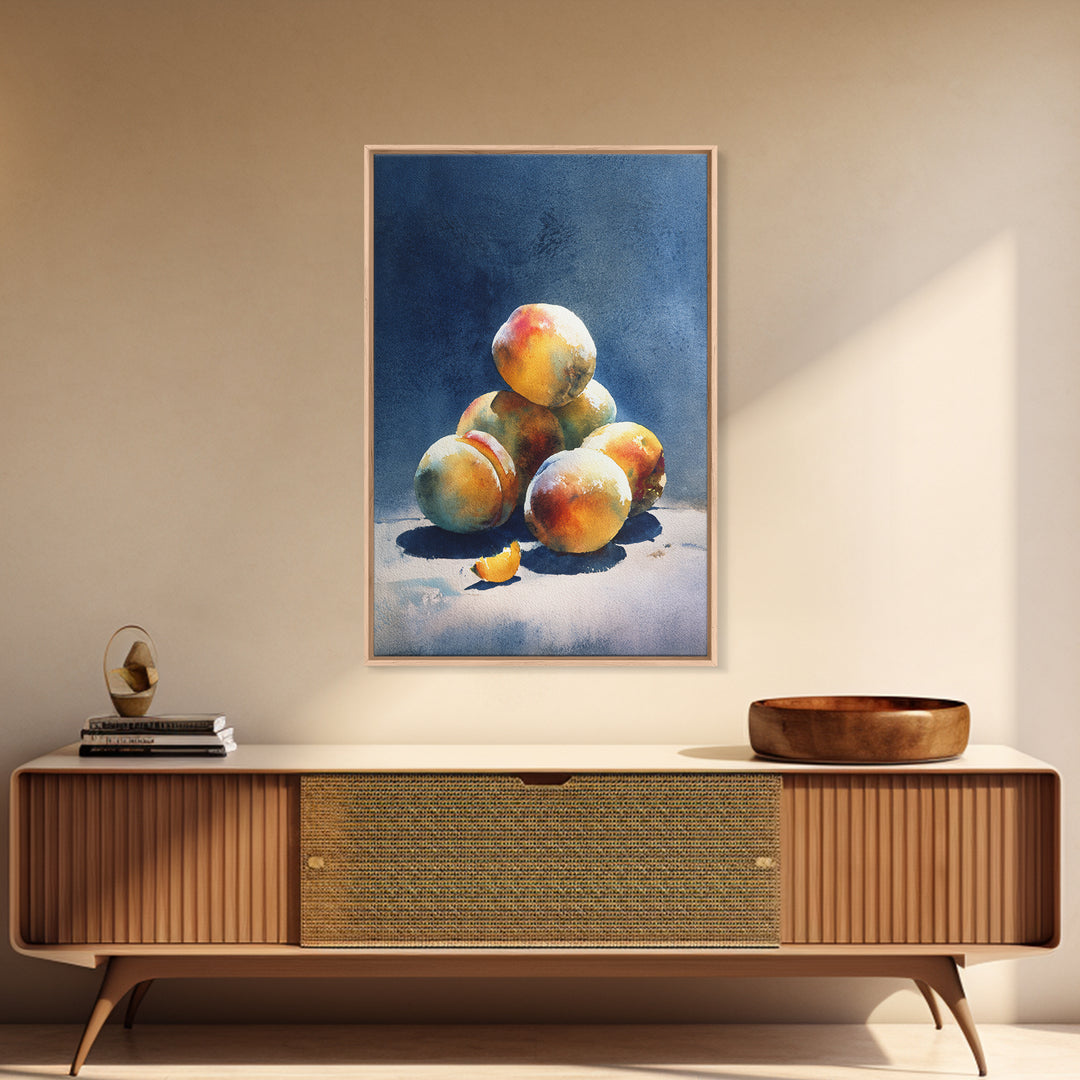 Still Life of Peaches Framed Canvas Print, Impressionist Art, Large Wall Art, Living Room Decor, Fine Art, Impression, IMP-2x3-55