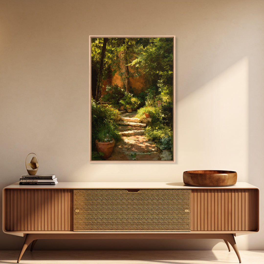 Garden Path Covered Canvas Print, Impressionist Art, Textured Wall Art, Living Room Decor, Impression, Landscape Painting, IMP-2x3-58