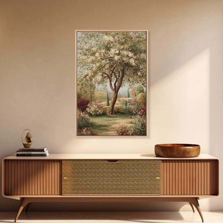 Apple Tree in Summer Orchard Framed Canvas Print, Impressionist Art, Coastal Wall Art, Living Room Decor, Fine Art, Impression, IMP-2x3-73