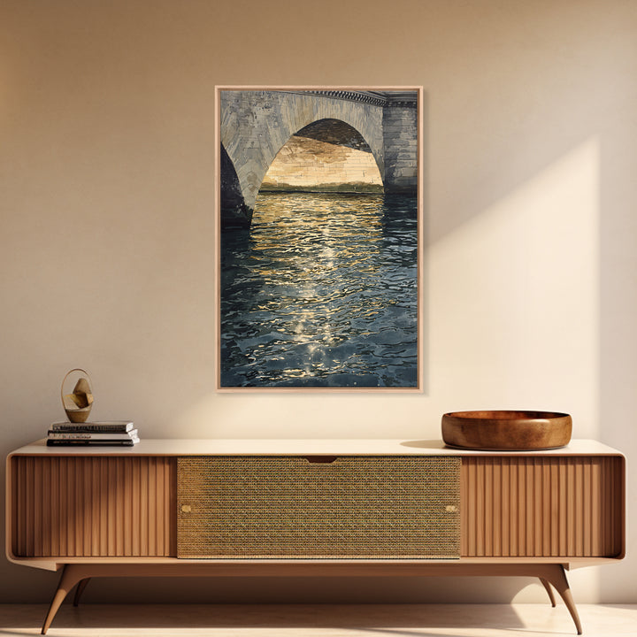 Paris Bridge Reflected Framed Canvas Print, Impressionist Art, Colorful Wall Art, Living Room Decor, Fine Art, Impression, IMP-2x3-87