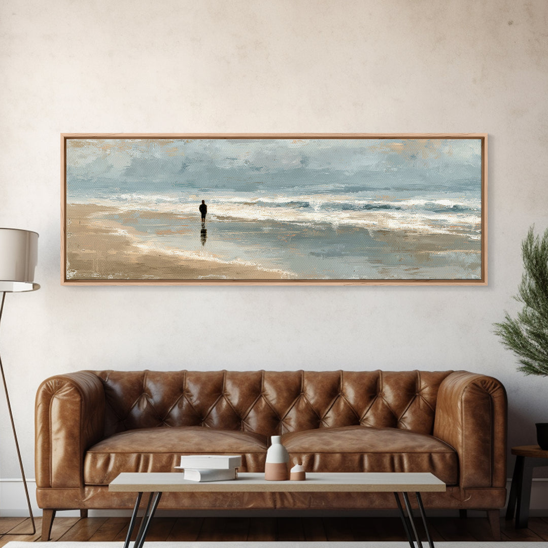 Coastal Beach Figures Canvas Print, Impressionist Art, Floral Print, Living Room Decor, Fine Art, Impression, Contemporary Art, IMP-3x1-11