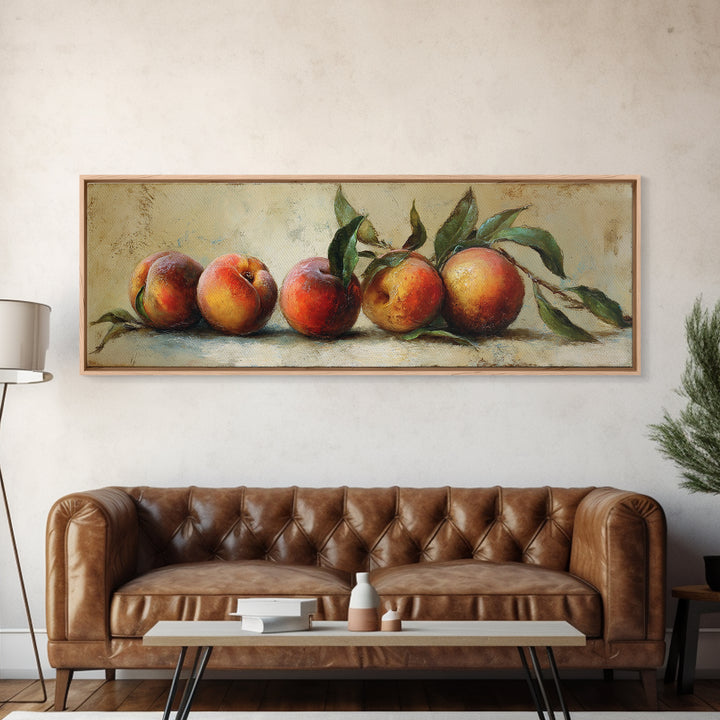 Still Life of Peaches Framed Canvas Print, Impressionist Art, Gallery Decor, Living Room Decor, Fine Art, Impression, IMP-3x1-15