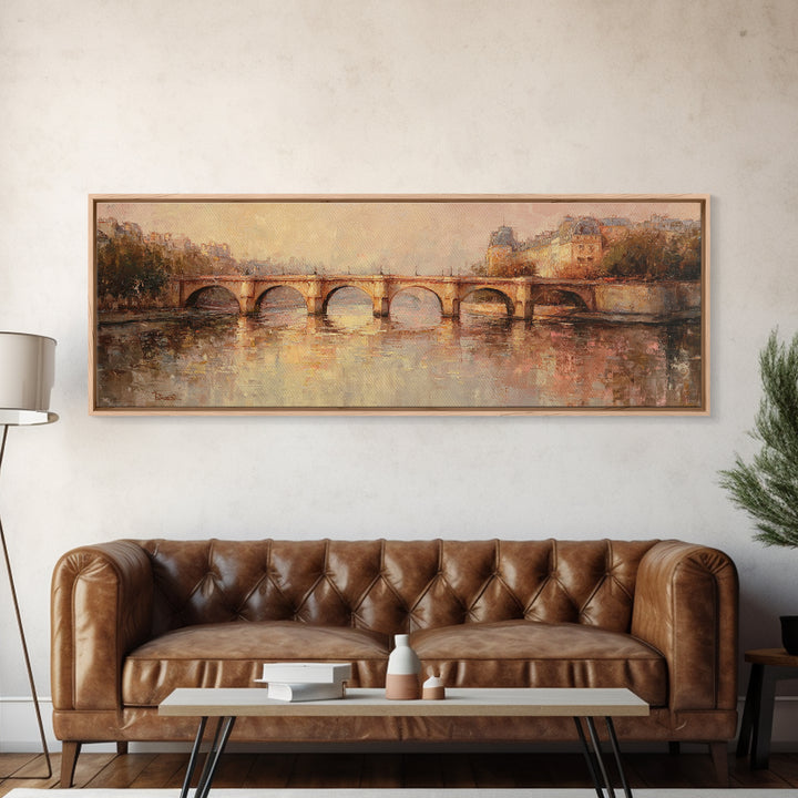 Paris Bridge Reflected Framed Canvas Print, Impressionist Art, Room Decor, Living Room Decor, Fine Art, Impression, IMP-3x1-23
