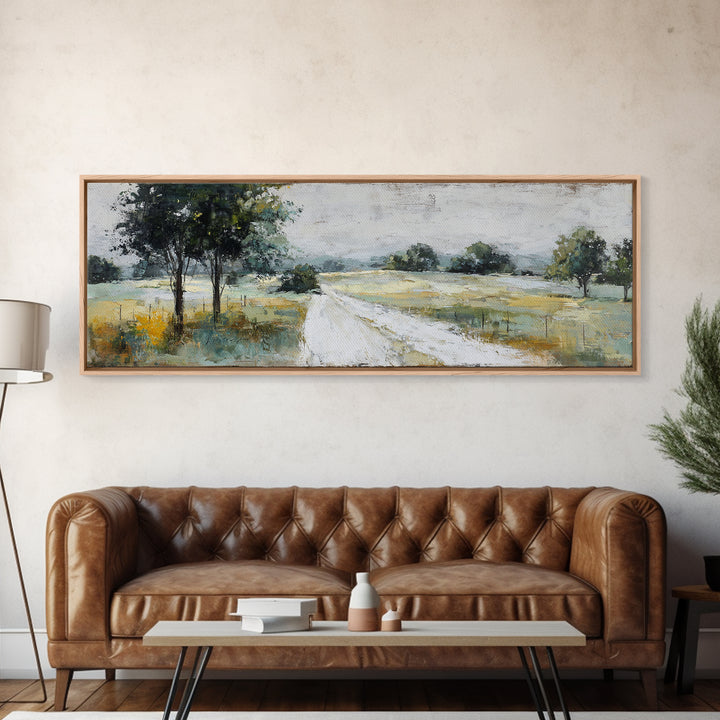 Country Lane with Flickering Sunlight Canvas Print, Impressionist Art, Farmhouse Decor, Living Room Decor, Fine Art, Impression, IMP-3x1-38