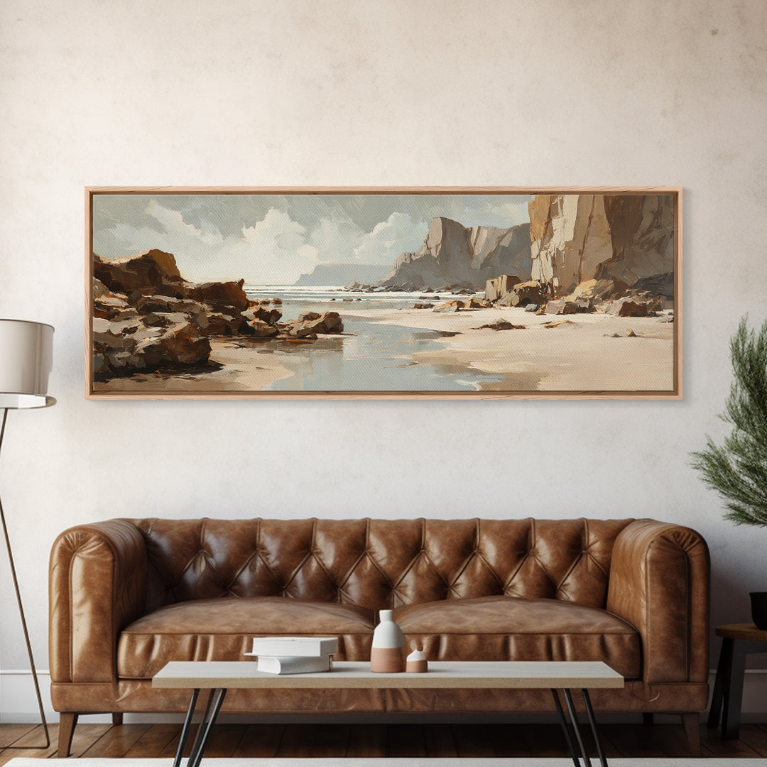 Soft Seaside Cliffs Canvas Print, Impressionist Art, Landscape Wall Art, Living Room Decor, Fine Art, Impression, Luxury Decor, IMP-3x1-45
