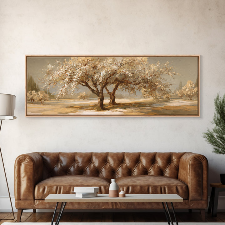 Apple Tree in Summer Orchard Framed Canvas Print, Impressionist Art, Flower Print, Living Room Decor, Fine Art, Impression, IMP-3x1-57