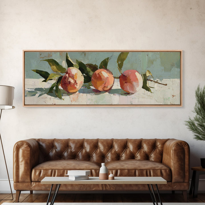 Still Life of Peaches Framed Canvas Print, Impressionist Art, Contemporary Art, Living Room Decor, Fine Art, Impression, IMP-3x1-63