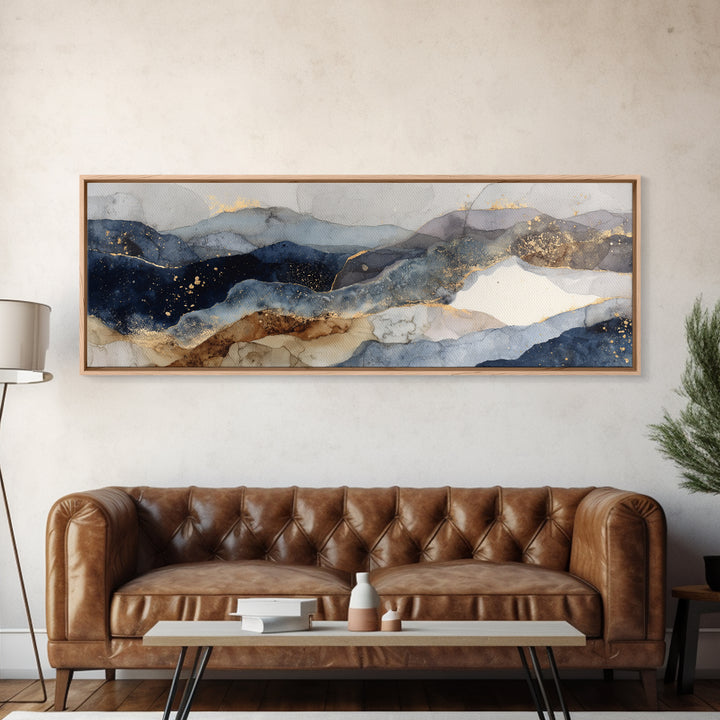 Haystacks Glowing at Golden Hour Framed Canvas Print, Impressionist Art, Living Room Decor, Watercolor Art, Impression, IMP-3x1-68