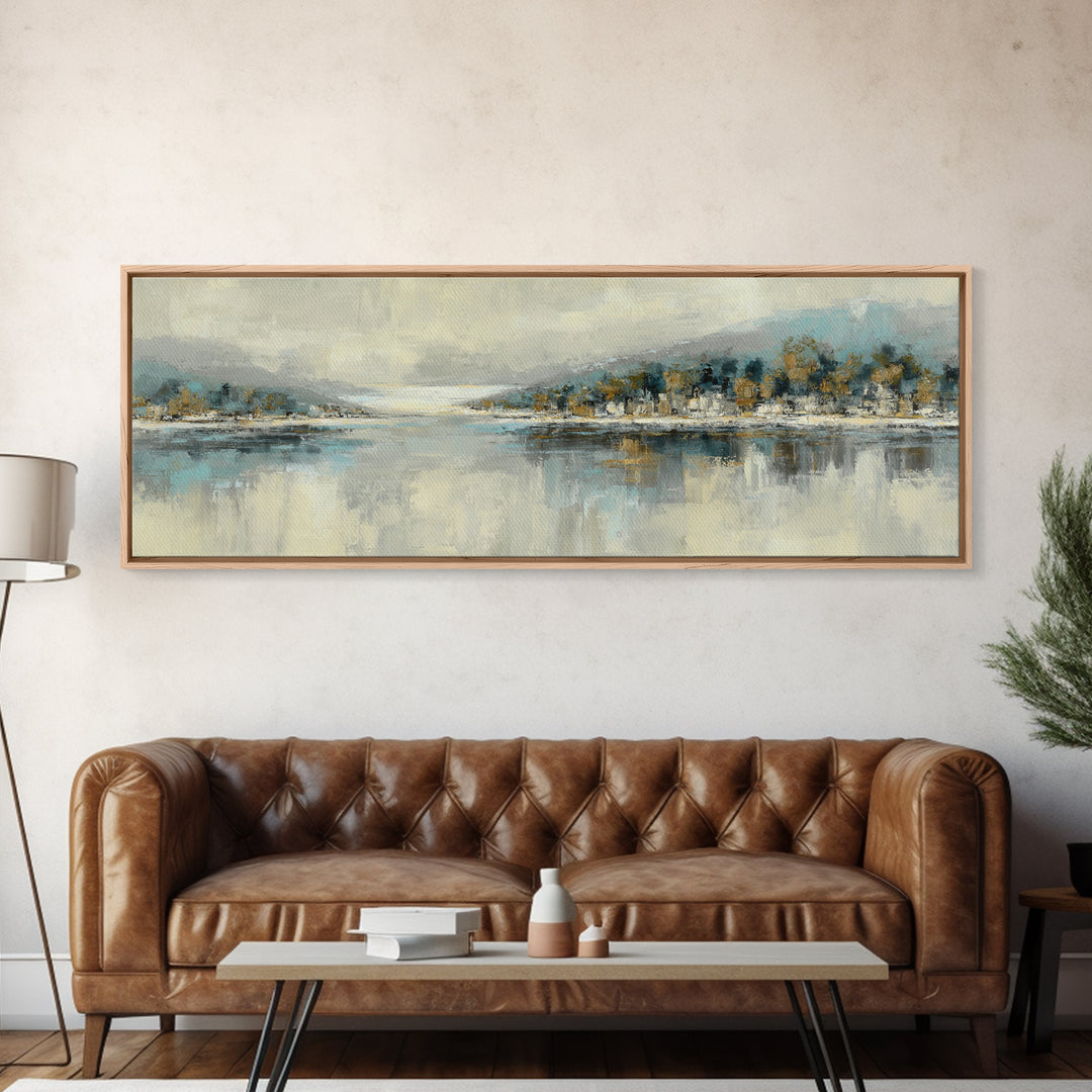 Soft Seaside Cliffs Framed Canvas Print, Impressionist Art, Gallery Decor, Living Room Decor, Fine Art, Impression, Wall Art, IMP-3x1-69
