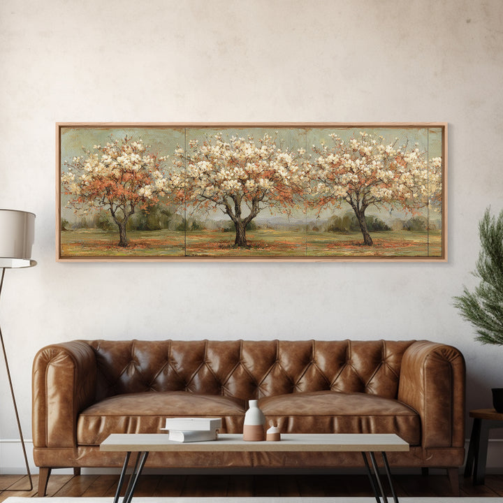 Spring Orchard with Blossoming Trees Canvas Print, Impressionist Art, Wall Art, Living Room Decor, Oil Painting, Impression, IMP-3x1-70