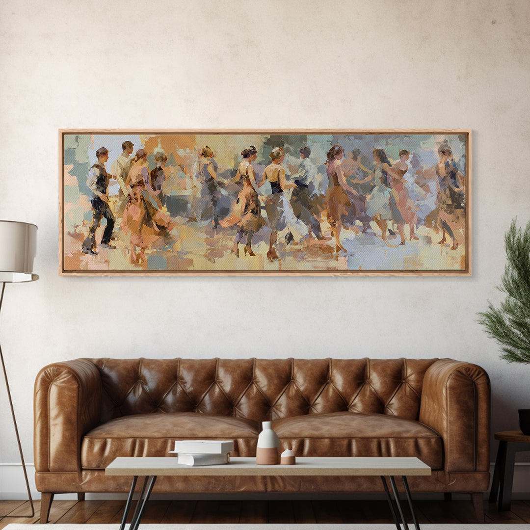 Dancers Suggested by Soft Moving Brushwork Canvas Print, Impressionist Art, Horizontal Wall Art, Living Room Decor, Impression, IMP-3x1-79