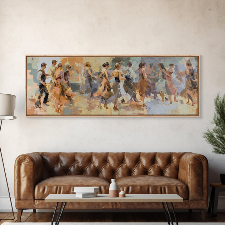 Dancers Suggested by Soft Moving Brushwork Canvas Print, Impressionist Art, Horizontal Wall Art, Living Room Decor, Impression, IMP-3x1-79