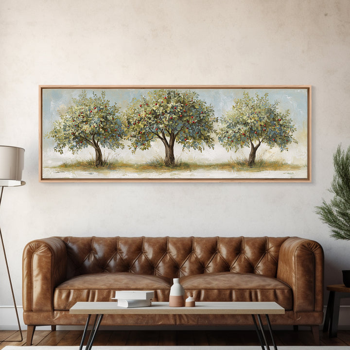 Apple Tree in Summer Orchard Framed Canvas Print, Impressionist Art, Flower Print, Living Room Decor, Fine Art, Impression, IMP-3x1-81
