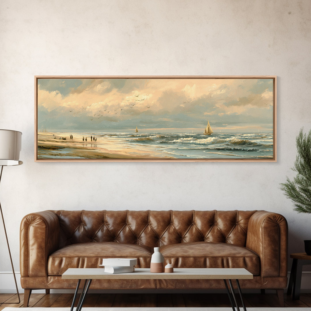 Coastal Beach Figures Canvas Print, Impressionist Art, Bedroom Decor, Living Room Decor, Oil Painting, Impression, Modern Art, IMP-3x1-83