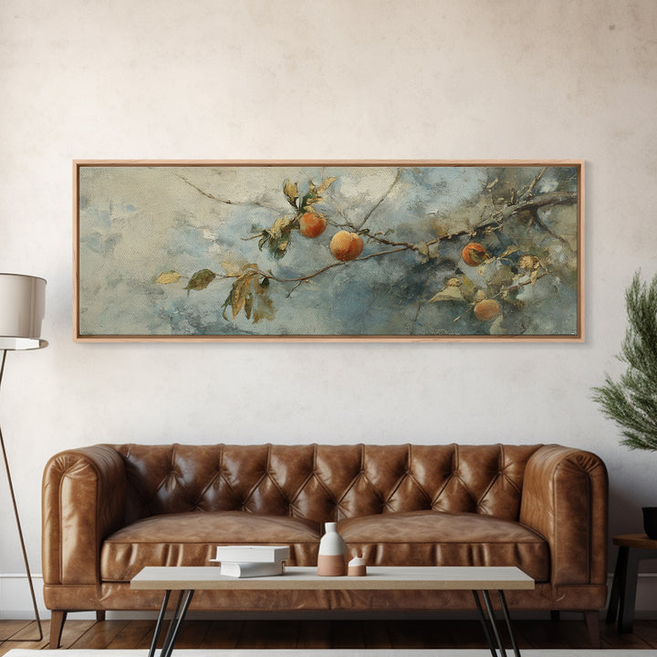 Still Life of Peaches Framed Canvas Print, Impressionist Art, Textured Wall Art, Living Room Decor, Fine Art, Impression, IMP-3x1-87