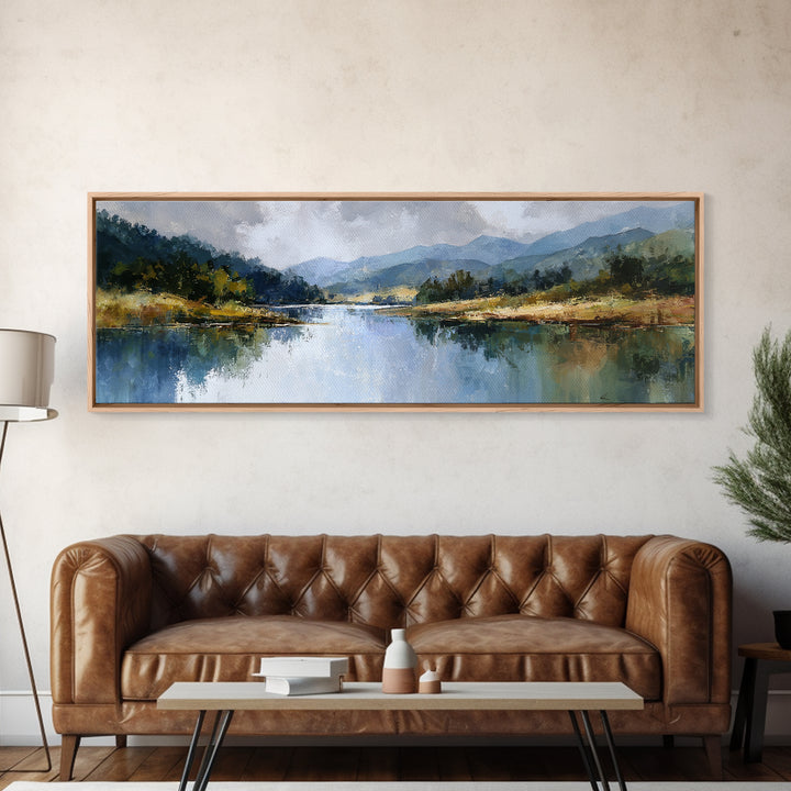 Mountain Lake with Sparkling Reflections Canvas Print, Impressionist Art, Wall Art, Living Room Decor, Fine Art, Impression, IMP-3x1-88