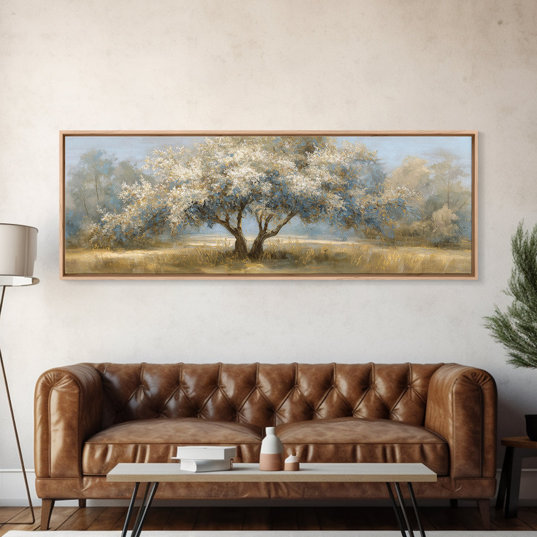 Apple Tree in Summer Orchard Framed Canvas Print, Impressionist Art, Modern Wall Art, Living Room Decor, Fine Art, Impression, IMP-3x1-9