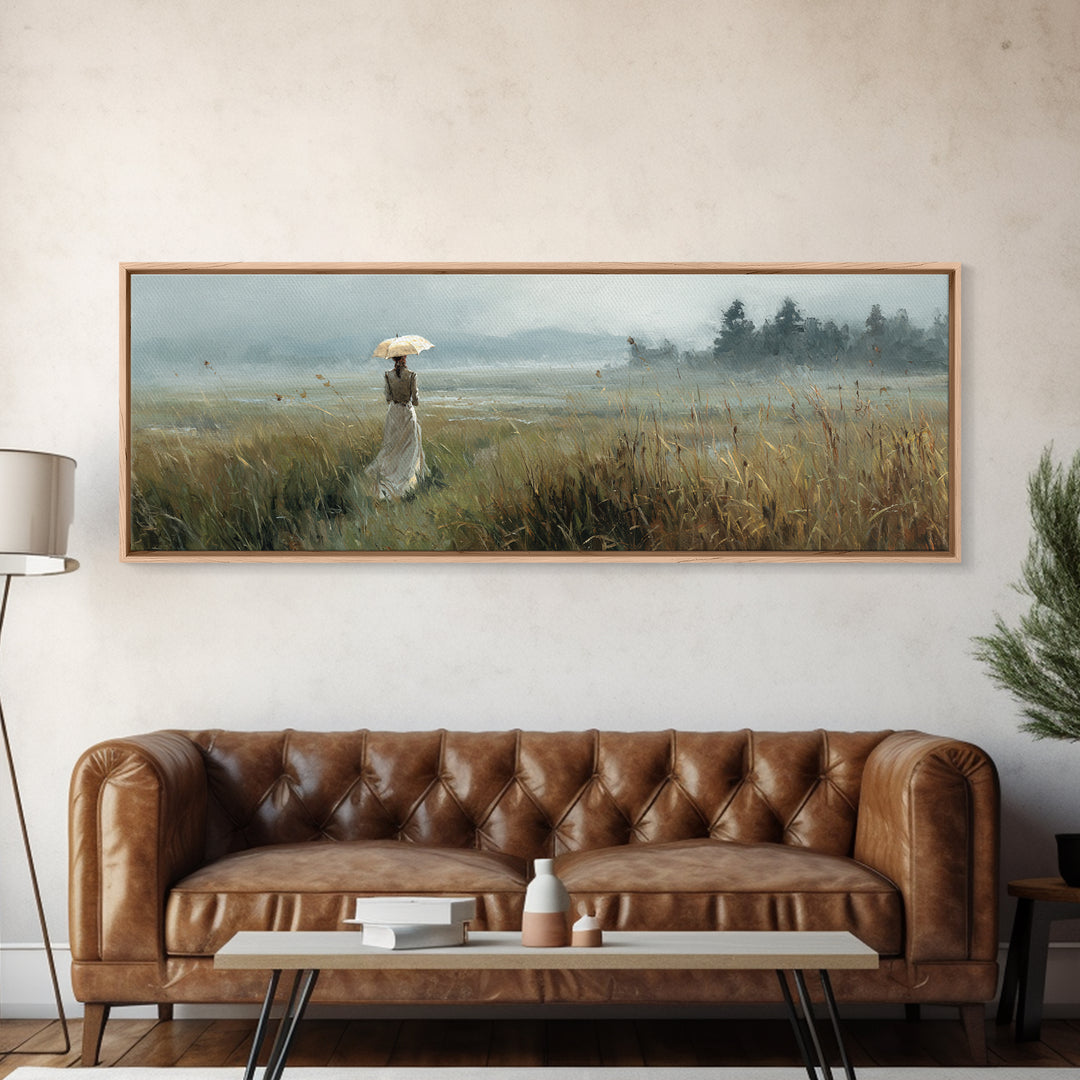 Woman with Parasol in Breezy Meadow Canvas Print, Impressionist Art, Original Painting, Living Room Decor, Fine Art, Impression, IMP-3x1-91